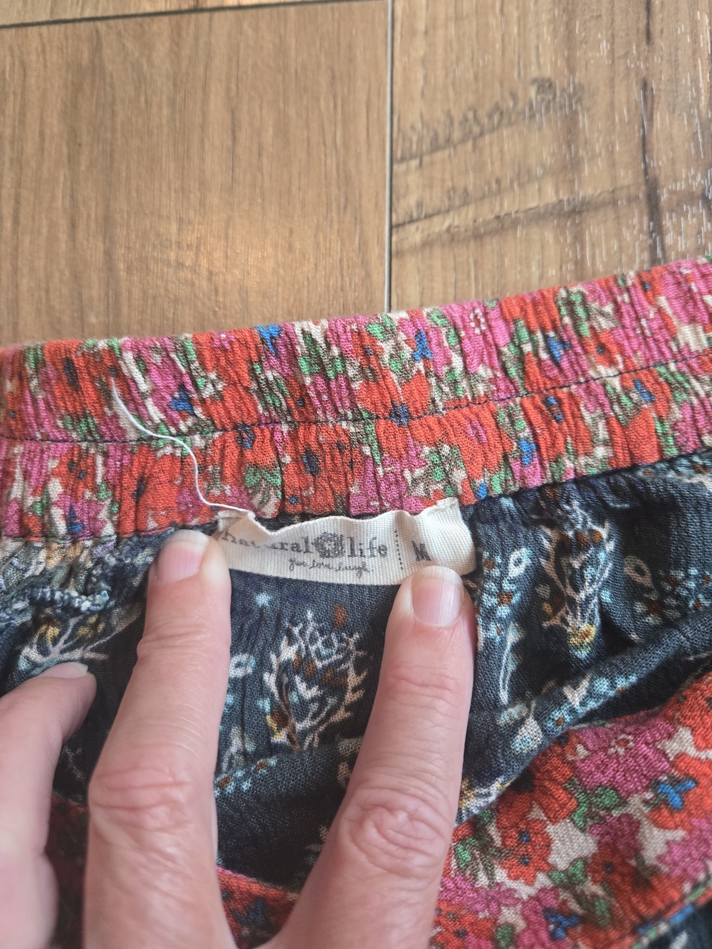 NATURAL LIFE Mixed Floral Patchwork Circle Skirt in Blue, Green & Pink - Picture 3 of 4